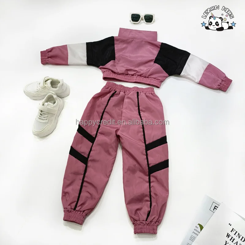 LEZONKIDS - 2024 Spring Stylish Little Girl Fashion Polyester 2 Pcs Color Block Kids Girls Clothing Set